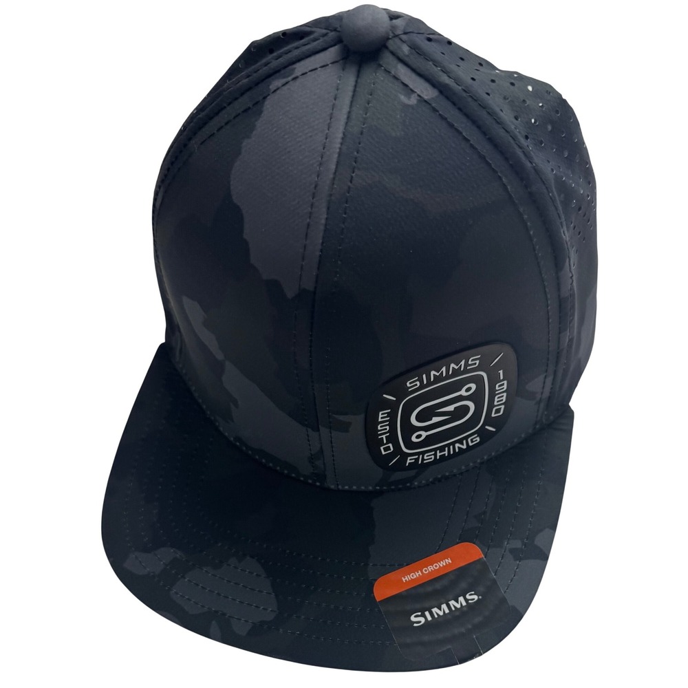 Simms Hooked Trucker Hat Regiment Camo Carbon High Crown Fishing Cap NEW